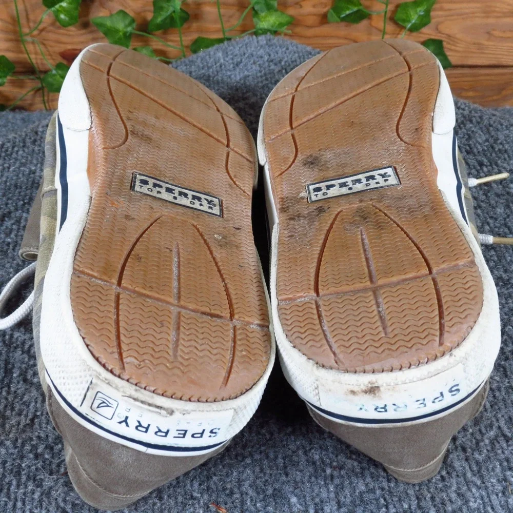 Sperry Halyard 2-Eye Men Boat Shoe Size 12 Nautical Camo Canvas Sneakers Green